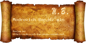 Modrovich Benjámin névjegykártya